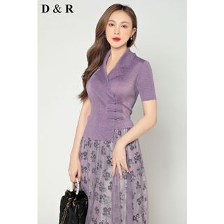 Đầm xếp ly hoa nhí Quảng Châu cao cấp D5432
