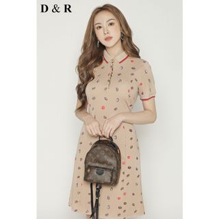 Đầm polo bigsize họa tiết cafe D6542