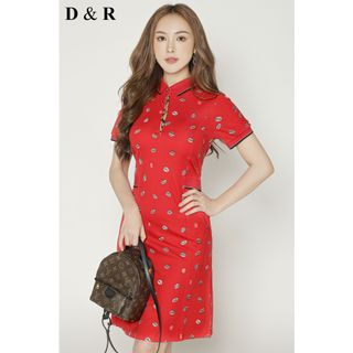 Đầm polo bigsize họa tiết cafe D6542