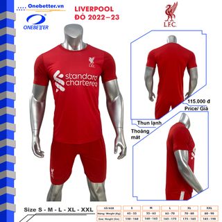 Đồ đá banh, quần áo bóng đá CLB Liverpool màu đỏ - Thun lạnh co giãn - Full size từ S đến 2XL giá sỉ