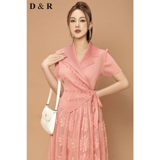 Đầm xếp ly kết cườm D7242