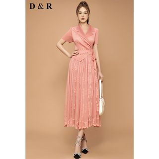 Đầm xếp ly kết cườm D7242