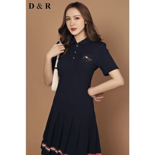 Đầm polo đuôi cá thêu logo D8384