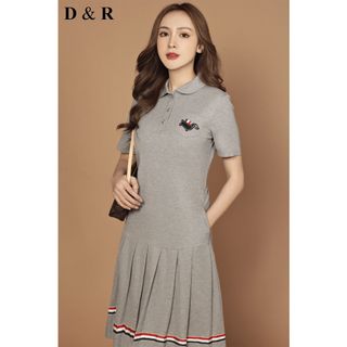Đầm polo đuôi cá thêu logo D8384