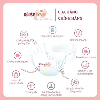 Bịch tã dán ROSE BABY Việt Nam chống hăm đủ size NB, S, M, L an toàn cho bé