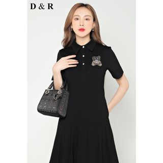 Đầm polo logo con gấu D8284