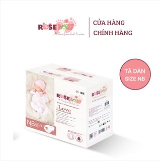 Thùng Tã Dán ROSE BABY đủ size NB 180 miếng/ S 168 miếng / M 156 miếng/ L 144 miếng