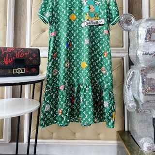 Đầm suông xanh váy đuôi cá D7236