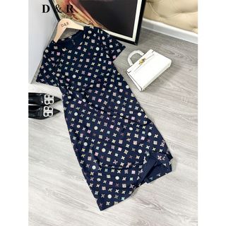 Đầm thun suông dáng dài họa tiết Quảng Châu cao cấp D0123