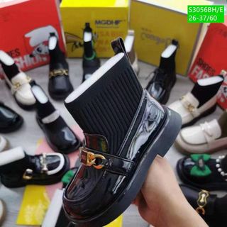 Giày boots trẻ em chất da mềm phối cổ chun co giãn S3056