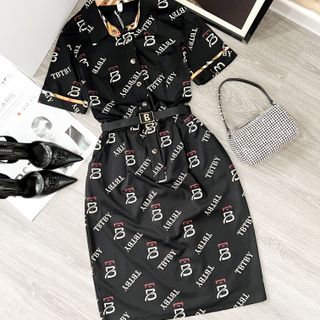 Đầm sơ mi BBR kèm belt D5432