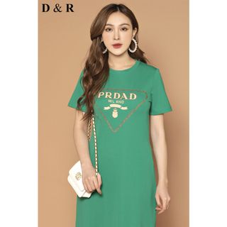 Đầm thun suông xẻ tà dáng dài Quảng Châu cao cấp D0124