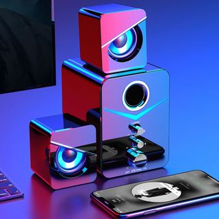 loa vi tính bluetooth D221 loa may tính bluetooth Để Bàn Bass Cực mạnh Có LED Thiết Kế Nhỏ Gọn