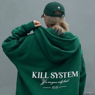 Áo khoác chống nắng logo in KILL SYTEM nón 2 lớp form dưới 65kg đẹp