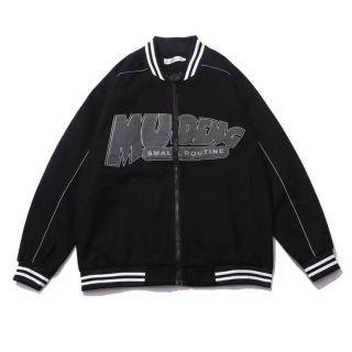 Áo khoác dù kiểu bomber dây kéo, logo in tay chạy sọc dạ quang