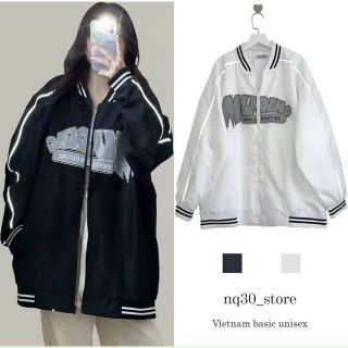 Áo khoác dù kiểu bomber dây kéo, logo in tay chạy sọc dạ quang
