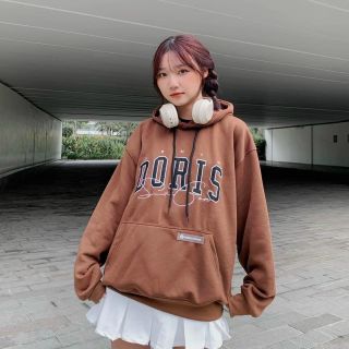 Áo hoodie chất thun nỉ mịn, in nổi doris form rộng 70kg