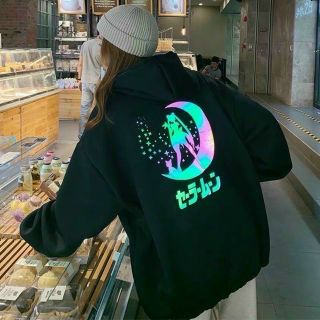 Áo Hoodie thuỷ thủ mặt trăng form dưới 70kg nón 2 lớp, thun nỉ ngoại mềm mịn