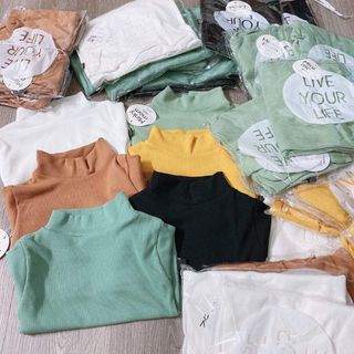 Áo len tăm, len gân Minky Mom bé trai bé gái cổ 3 phân giữ nhiệt cực đẹp