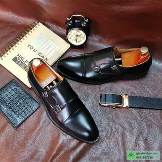 Giày tây Monk Strap da bò đen giá sỉ