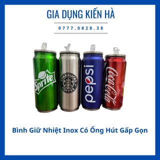 Bình Giữ Nhiệt Cola Ly Giữ Nhiệt Inox Cao Cấp Có Sẵn Ống Hút Gấp Gọn