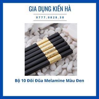 Bộ 10 Đôi Đũa Melamine Màu Đen Khảm Vàng Xuất Khẩu Siêu Đẹp