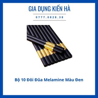 Bộ 10 Đôi Đũa Melamine Màu Đen Khảm Vàng Xuất Khẩu Siêu Đẹp
