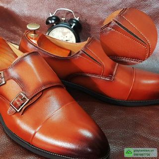 Giày tây Monk Strap da bò nâu giá sỉ