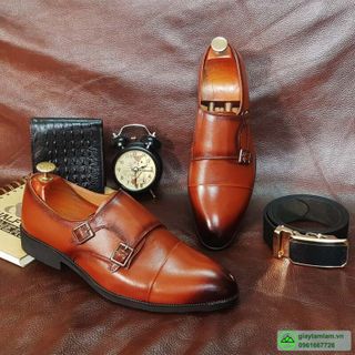 Giày tây Monk Strap da bò nâu