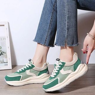 Giày thể thao nữ màu Xanh đế cao 5cm AD0066