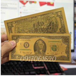 Tờ Tiền Kỉ Niệm 2USD - 100 USD Mạ Vàng - Chất Liệu Nhựa Plastic Phong Thủy May Mắn dùng để sưu tầm trang trí làm quà giá sỉ