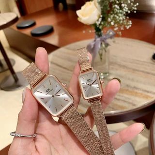 ĐỒNG HỒ D W LƯỚI COUPLE CHỮ NHẬT