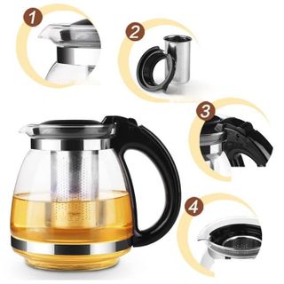 BỘ ẤM PHA TRÀ THỦY TINH LƯỚI LỌC INOX HÀNG ĐẸP TMARK (BỘ 4 CỐC) KIỆN 24 BỘ giá sỉ