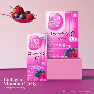 Thạch Collagen Nhật Bản Vitamin C Jelly hương blueberrry và sori Earth Beauty