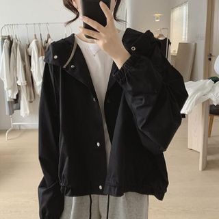 ÁO KHOÁC DA LỘN NỮ CÓ NÓN 1 LỚP
