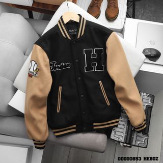ÁO KHOÁC DA LỘN BOMBER NAM THÊU CHỮ H