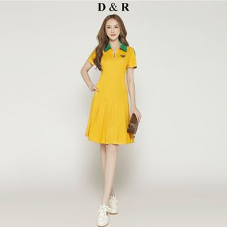 Đầm polo logo váy xếp ly 3 màu D2493