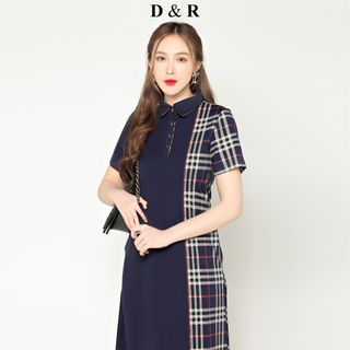 Đầm polo nữ bigsize phối màu BBR D2483