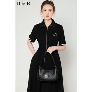 Đầm polo dây kéo bo thun giấu eo D2942