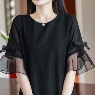 ĐẦM SUÔNG CHỮ A ĐEN PHỐI VOAN – DT1677