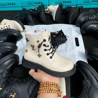 boots trẻ em chất da mềm buộc dây phối khóa kéo thời trang S3211