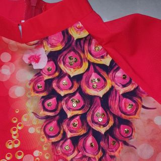Giá gốc- Set áo dài truyền thống chim công có đính kết cườm ( nhận may đồng phục nhóm)
