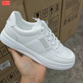 Giày thể thao nữ màu trắng chất da mềm êm chân S3279