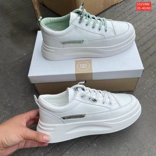 Giày thể thao nữ màu trắng chất da mềm êm chân S3259