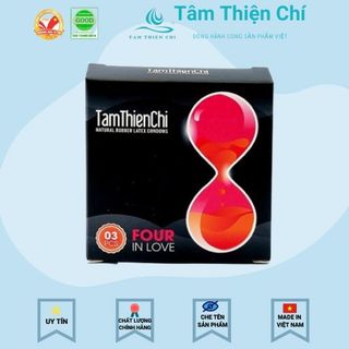 Bao cao su Tâm Thiện Chí Four In Love gân gai thắt và trị xuất tinh sớm hộp 3 chiếc