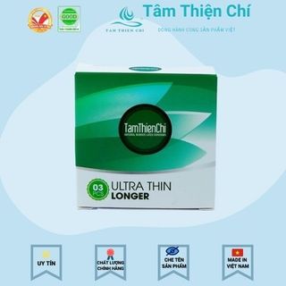 Bao cao su Tâm Thiện Chí Siêu ULTRA THIN LONGER hộp 3 cái