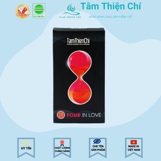 Bao cao su Tâm Thiện Chí Four In Love gân gai thắt và trị xuất tinh sớm hộp 12 chiếc