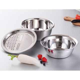 [HCM] Bộ Bào Rau Củ Kèm Thau Rổ Inox Đa Năng