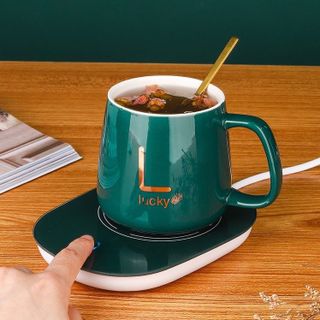 [HCM] Bộ Cốc Hâm Nóng Đồ Uống Bằng Sứ Sang Chảnh , Bộ Cốc Sứ Làm Nóng Tự Động Tặng Thìa Mạ Vàng Cao Cấp