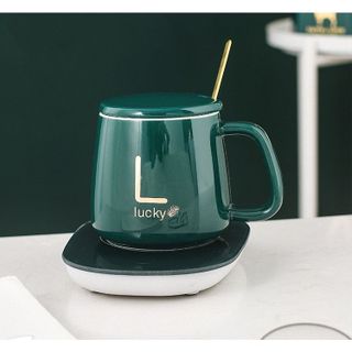 [HCM] Bộ Cốc Hâm Nóng Đồ Uống Bằng Sứ Sang Chảnh , Bộ Cốc Sứ Làm Nóng Tự Động Tặng Thìa Mạ Vàng Cao Cấp
